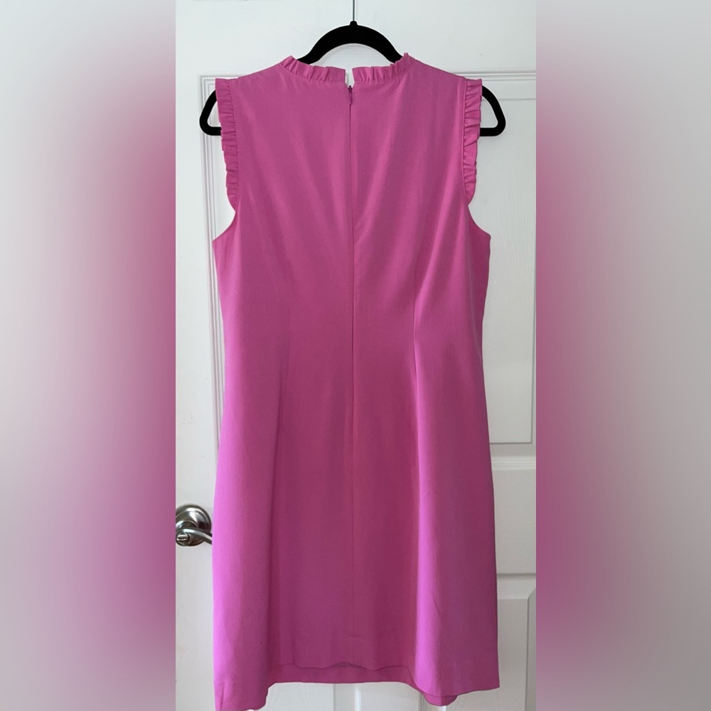 J. Crew Vibrant Pink Ruffle Neck Sleevless Dress Size 10 - Picture 3 of 3